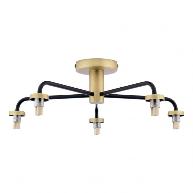 Lainey 5 Light Semi-Flush in Matt Black & Antique Brass (Fitting Only)