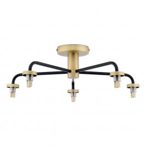 Lainey 5 Light Semi-Flush in Matt Black & Antique Brass (Fitting Only)