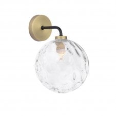 LAINEY Wall Light | Matt Black, Antique Brass & Clear Dimpled Glass