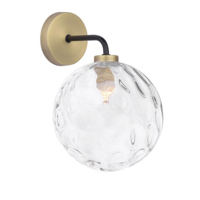 LAINEY Wall Light | Matt Black, Antique Brass & Clear Dimpled Glass