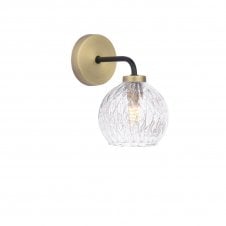 LAINEY Wall Light | Matt Black, Antique Brass & Clear Glass With Inner Wire Detail