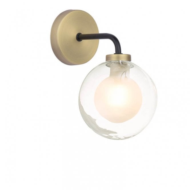 LAINEY Wall Light | Matt Black, Antique Brass, Clear & Opal Glass Shade