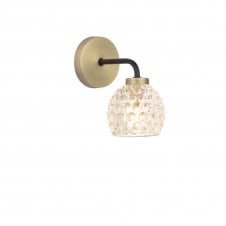 LAINEY Wall Light | Matt Black, Antique Brass & Dimpled Style Glass