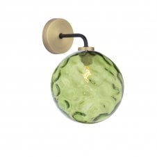 LAINEY Wall Light | Matt Black, Antique Brass, Green Dimpled Glass Shade
