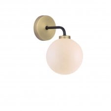 LAINEY Wall Light | Matt Black, Antique Brass & Opal Glass Shade