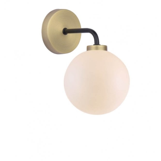 LAINEY Wall Light | Matt Black, Antique Brass & Opal Glass Shade