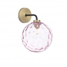 LAINEY Wall Light | Matt Black, Antique Brass, Pink Dimpled Glass