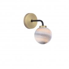 LAINEY Wall Light | Matt Black, Antique Brass & Planet Glass (8cm)