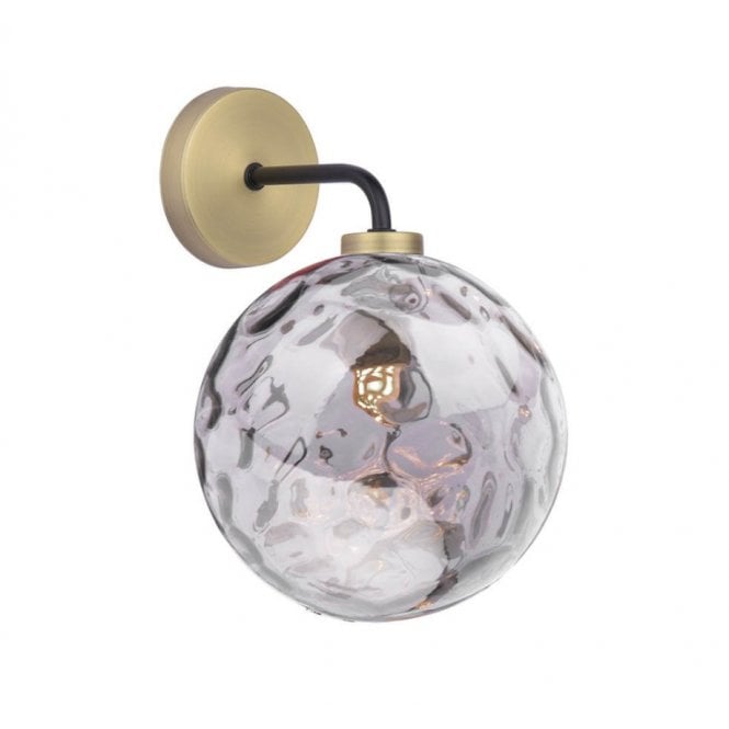 LAINEY Wall Light | Matt Black, Antique Brass & Smoked Dimpled Glass Shade