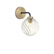 LAINEY Wall Light | Matt Black, Antique Brass & Twisted Closed Glass Shade