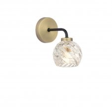 LAINEY Wall Light | Matt Black, Antique Brass, Twisted Style Open Glass