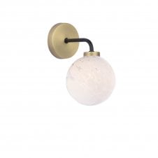LAINEY Wall Light | Matt Black, Antique Brass & White Confetti Glass Shade