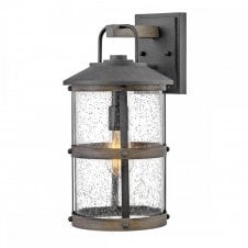 LAKEHOUSE Medium Wall Lantern in Aged Zinc with Seeded Glass
