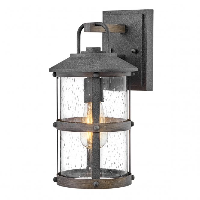 LAKEHOUSE Small Wall Lantern in Aged Zinc with Seeded Glass
