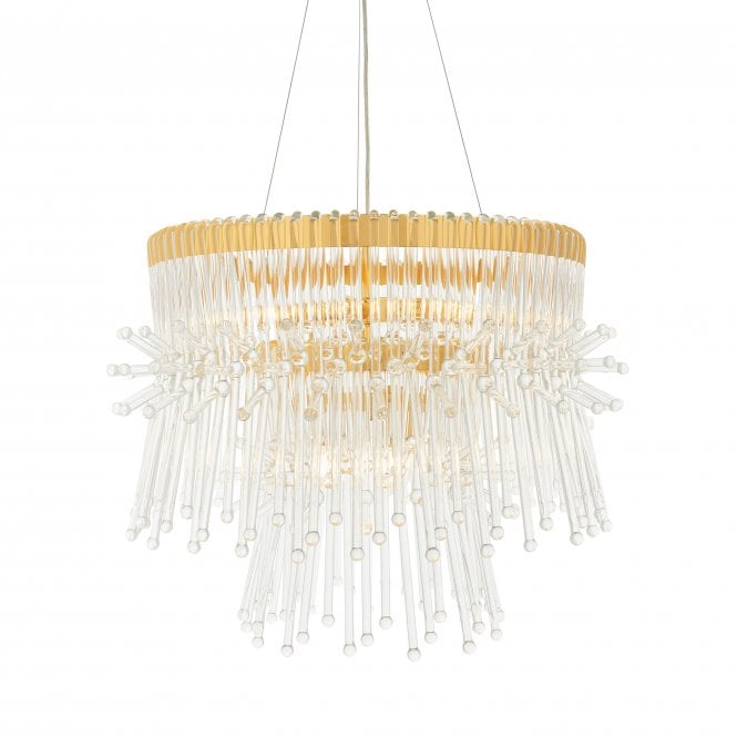 LANCE Extra Large Gold Plated Chandelier With Glass Rods