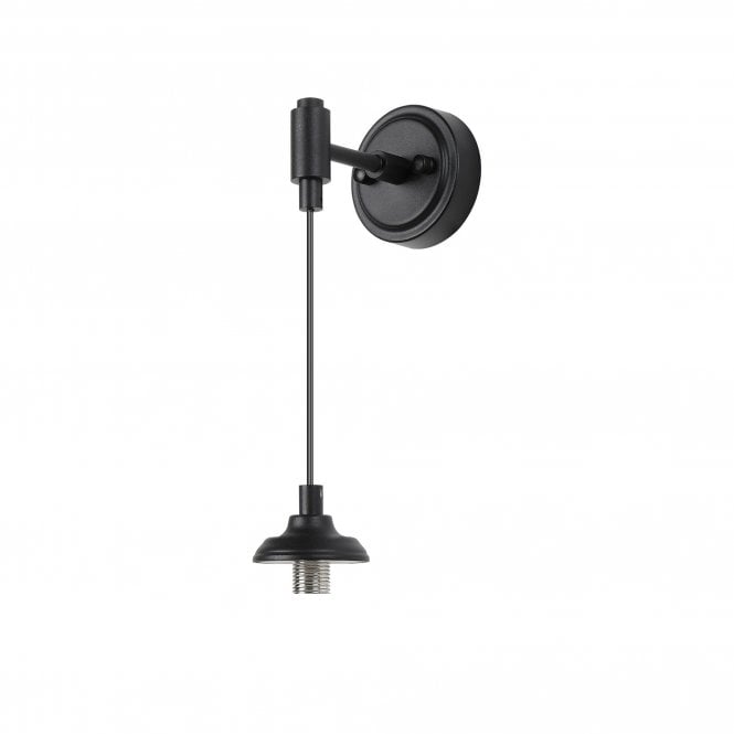 LANGSTON IP44 Adjustable Wall Light in Satin Black with with LINE14 Round Textured Melting Clear Glass Shade