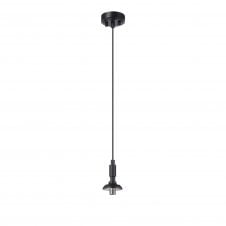 black single pendant with clear round dimpled glass shade