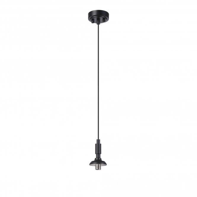 LANGSTON IP44 Single Pendant in Satin Black with with LINE14 Round Textured Melting Clear Glass Shade