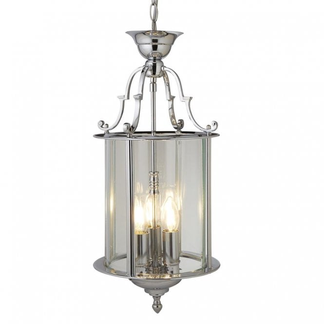 LANTERN traditional chrome & glass hall light
