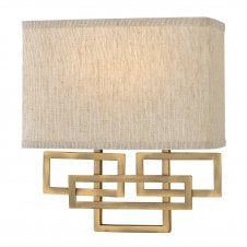 LANZA geometric wall light in brushed bronze with linen shade