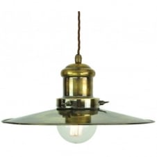 vintage industrial ceiling pendant in antique brass with decorative bulb