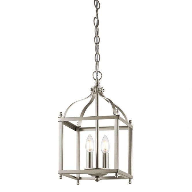 LARKIN minimalist coach lantern ceiling pendant in brushed nickel (small)
