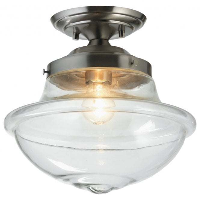 LARS Flush Ceiling Light in Antique Chrome and Glass