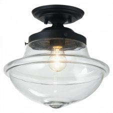 LARS Flush Ceiling Light in Metallic Black and Glass