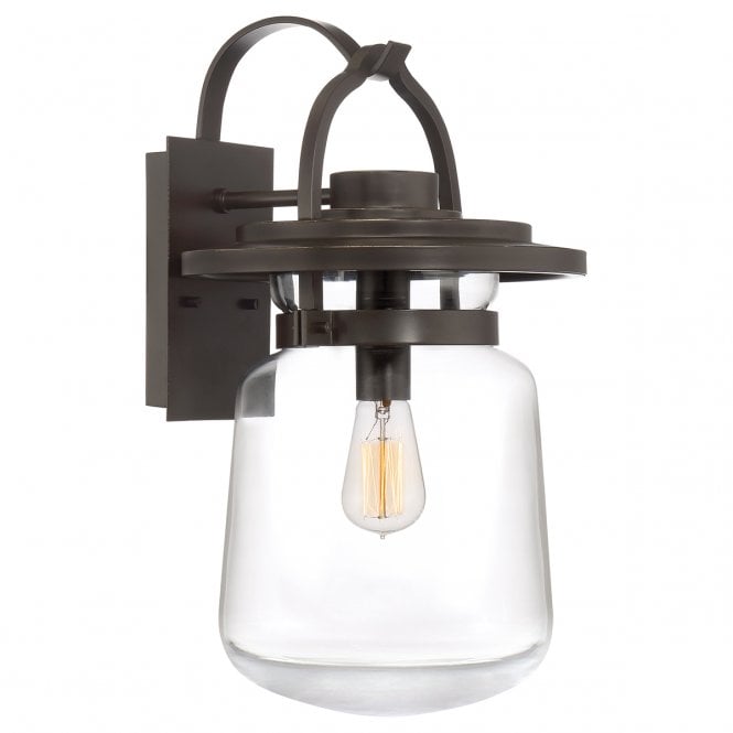 LASALLE Large Wall Lantern in Bronze with Clear Glass Shade