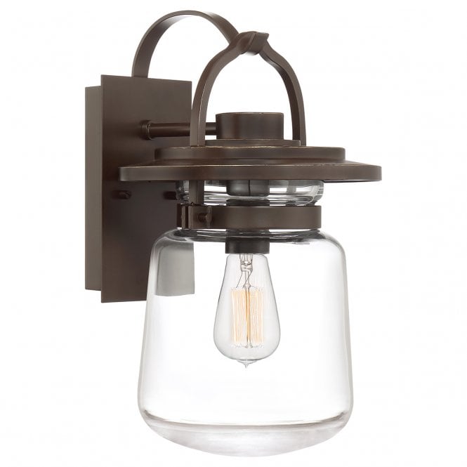 LASALLE Medium Wall Lantern in Bronze with Clear Glass Shade