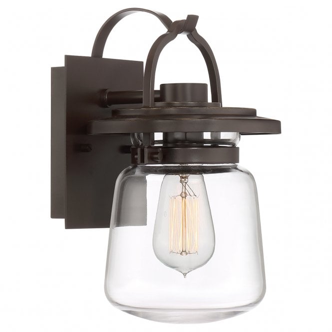LASALLE Small Wall Lantern in Bronze with Clear Glass Shade
