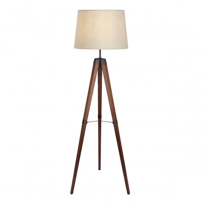  BURDALE Tripod Floor Lamp In Dark Wood & Industrial Brass (Base Only)