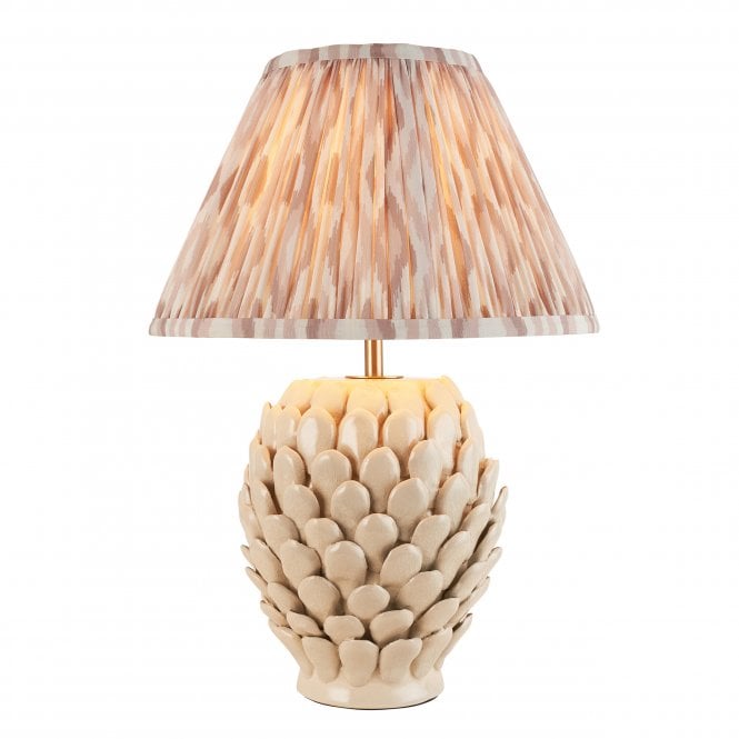 Layered Leaf Ceramic Table Lamp with Ikat Shade in Neutral