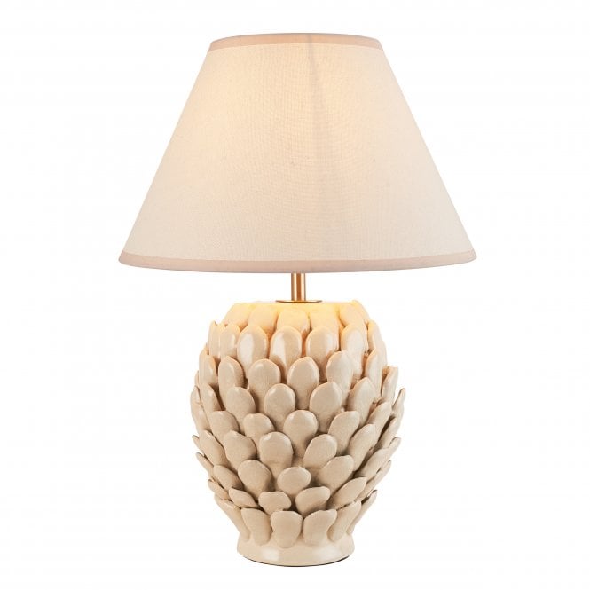 Layered Leaf Ceramic Table Lamp with Ivy Shade in Vintage White