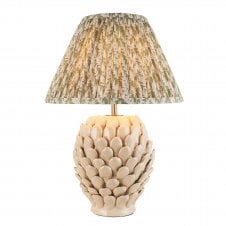 ivory ceramic table lamp with green leaf pattern shade