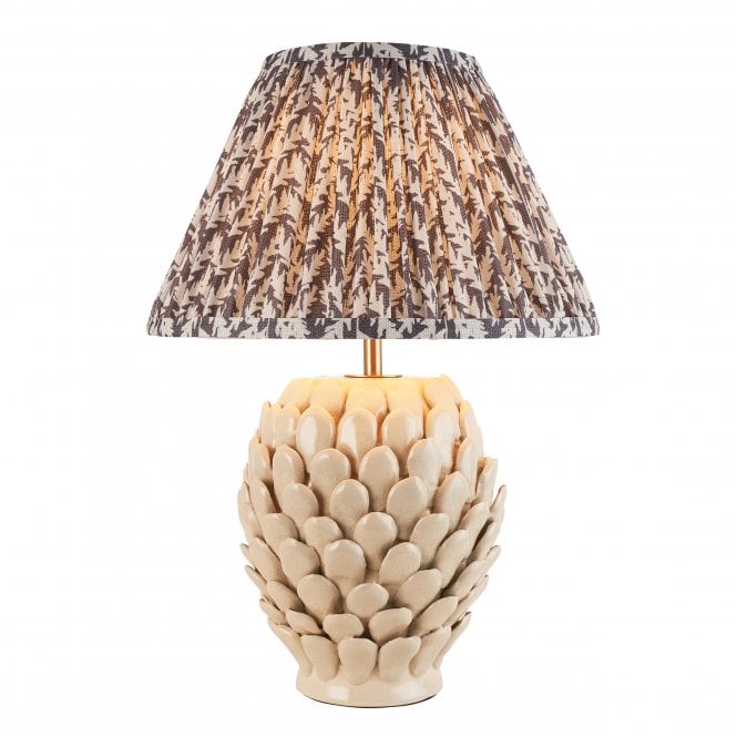 Layered Leaf Ceramic Table Lamp with Leaf Shade in Pearl Grey