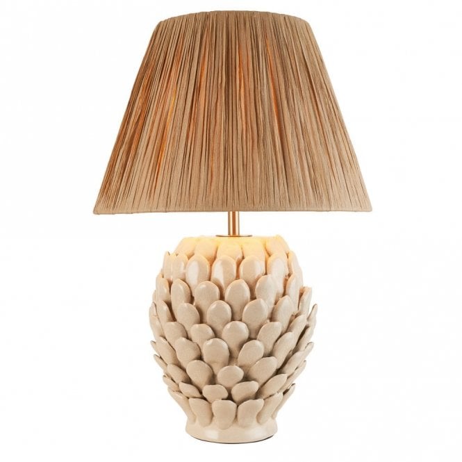 Layered Leaf Ceramic Table Lamp with Raffia Shade