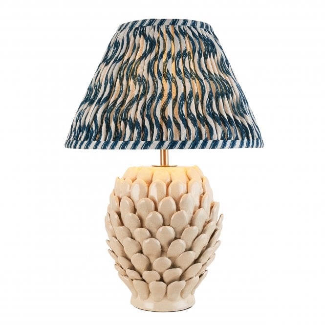 Layered Leaf Ceramic Table Lamp with Ripple Shade in Marlin Blue