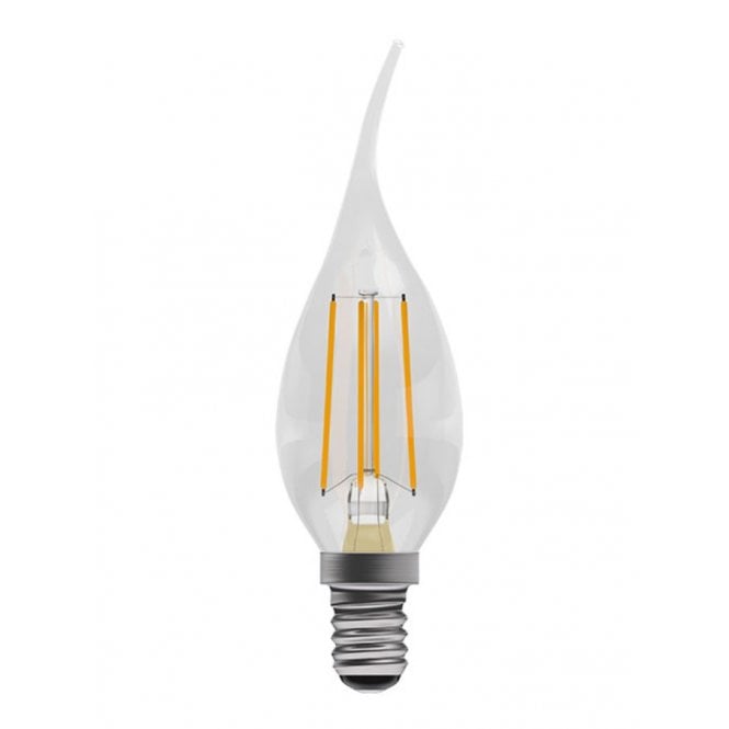 LED Filament Bent Tip Clear Candle Bulb - Dimmable - SES/E14