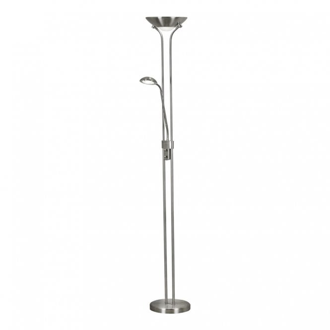 LED Mother & Child Floor Lamp Satin Silver with Double Dimmer Switch