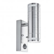 LED Outdoor wall light in stainless steel with motion sensor with free LED bulbs