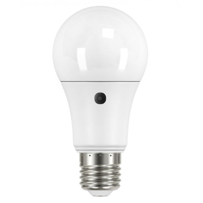 LED warm white 9 watt opal GLS bulb with photocell (ES/E27)