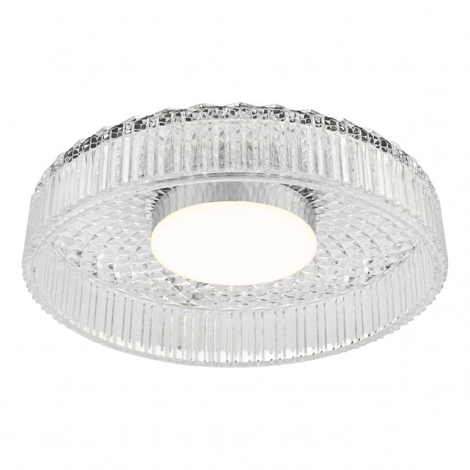 Leena Flush Polished Chrome and Ribbed Glass LED