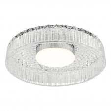Ribbed glass flush ceiling light with chrome 