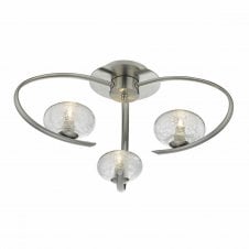 LEIGHTON modern 3 light semi flush ceiling light in satin chrome
