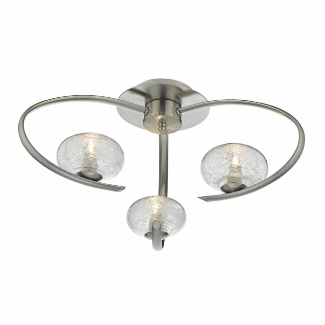 LEIGHTON modern 3 light semi flush ceiling light in satin chrome