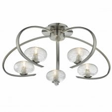LEIGHTON modern 5 light semi flush ceiling light in satin chrome