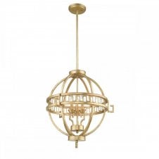 LEMURIA 3 light globe ceiling pendant in distressed gold finish