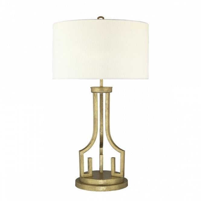 LEMURIA decorative distressed gold table lamp with shade