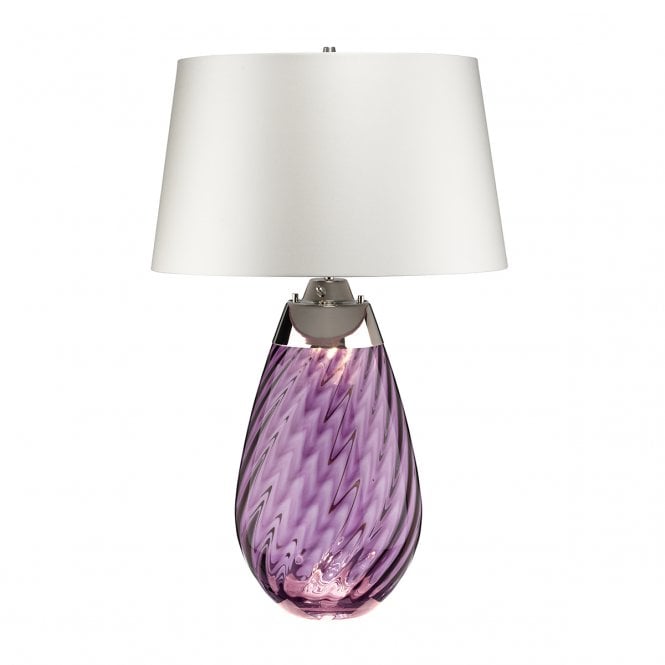 LENA Dual-Lit Large Plum Table Lamp with Off-white Shade